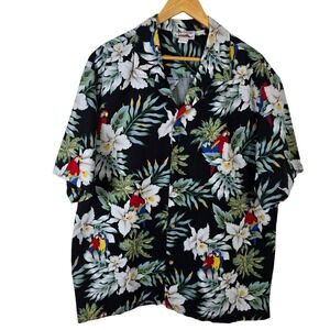 Evergreen Island Mens Hawaiian Tropical‎ Parrot Floral Print 2XL Made in Hawaii